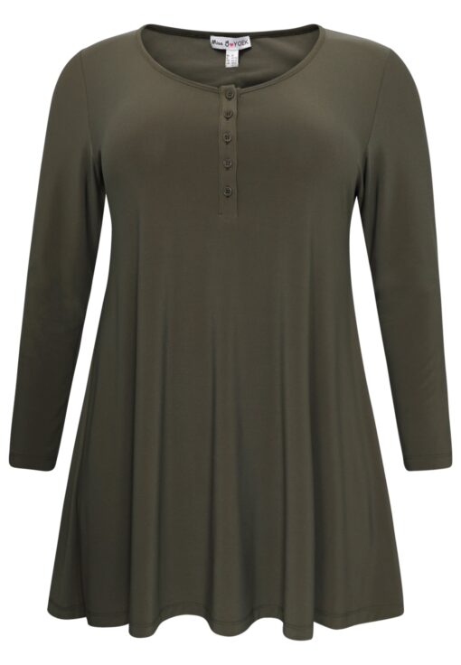 Yoek Tuniek wide bottom met knopen | Groen | Maat 58/60