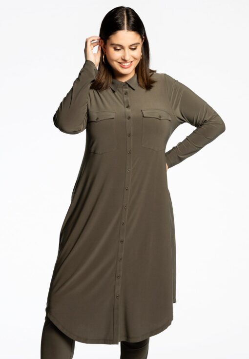 Yoek Blouse-jurk | Groen | Maat 58/60
