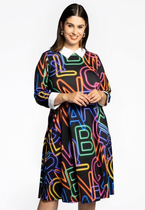 Yoek Jurk met witte kraag NEON | Zwart | Maat 58/60