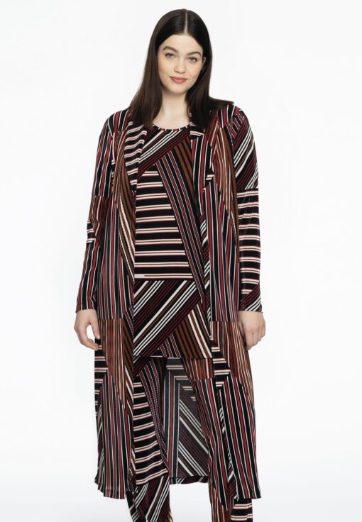 Yoek Cardigan plissé STRIPES | Zwart | Maat 54/56