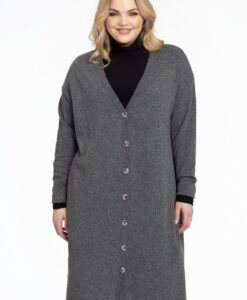 Yoek Lange cardigan | Grijs | Maat 38/40