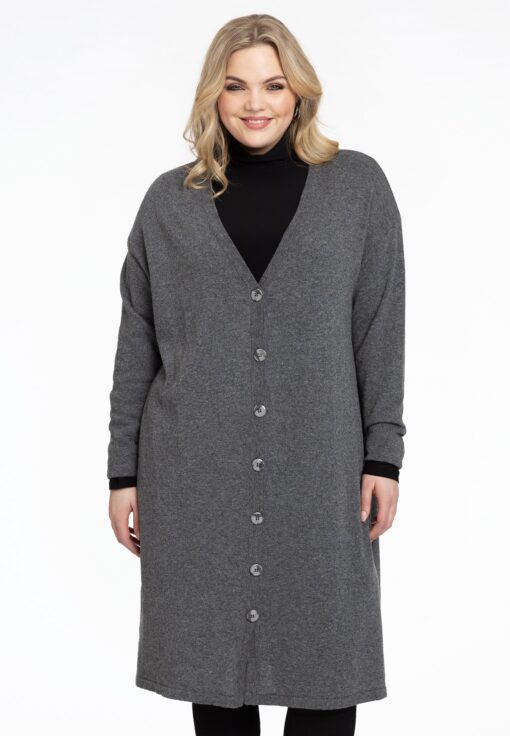 Yoek Lange cardigan | Grijs | Maat 38/40