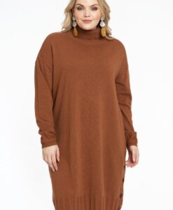 Yoek Jurk met col | Bruin | Maat 50/52