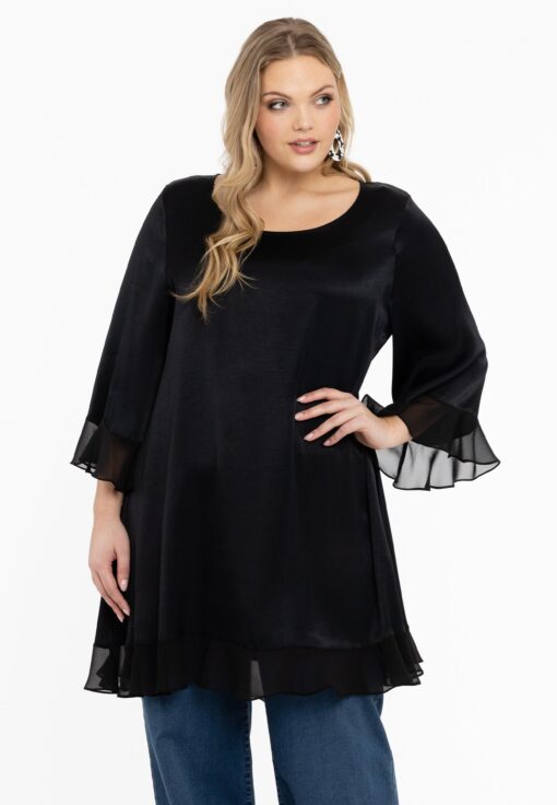 Yoek Wijde blouse | Zwart | Maat 54/56