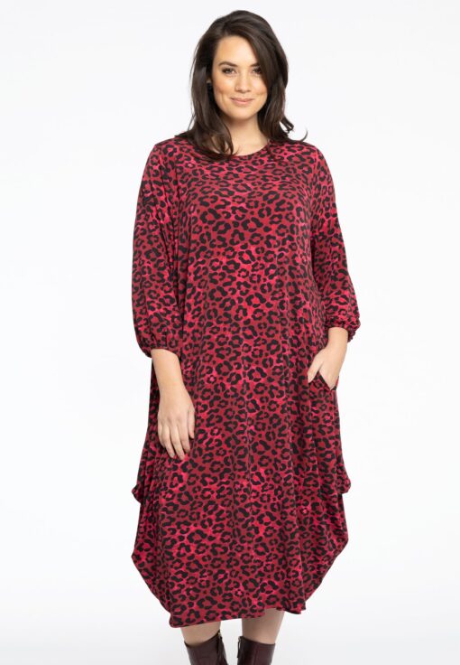 Yoek Jurk lang Balloon RED LEO | Rood | Maat 54/56