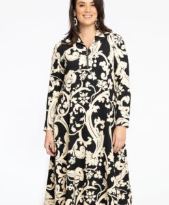 Yoek Jurk met turtle neck BECKY | Zwart | Maat 58/60
