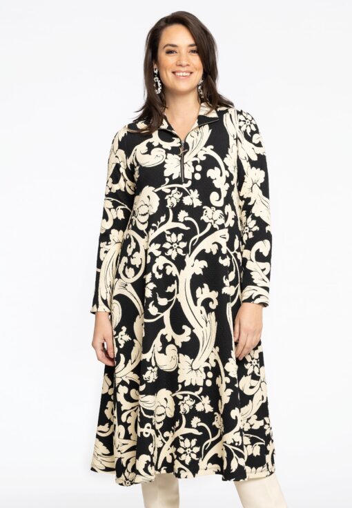 Yoek Jurk met turtle neck BECKY | Zwart | Maat 58/60