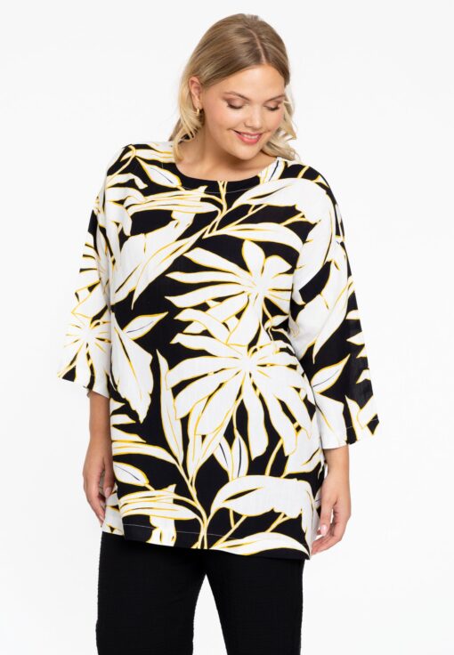 Yoek Tuniek vierkant PALMIER | Zwart | Maat 46/48