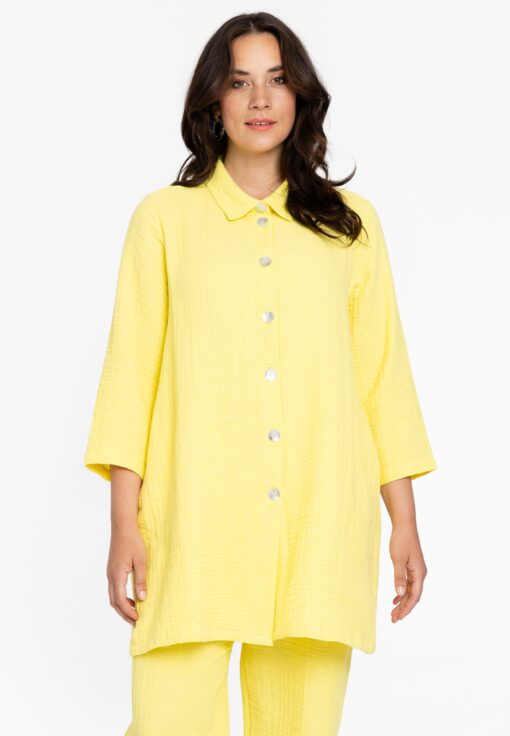 Yoek Blouse met knopen | Geel | Maat 54/56