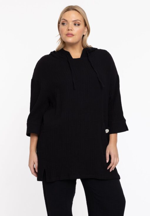 Yoek Shirt hoodie | Zwart | Maat 50/52
