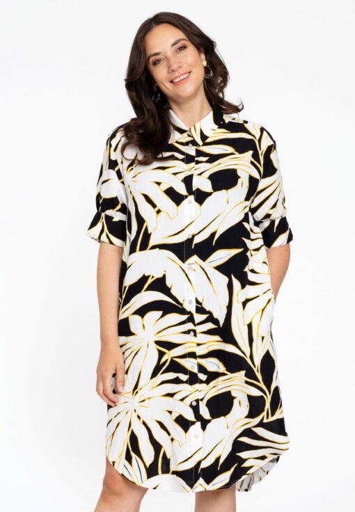 Yoek Blouse-jurk PALMIER | Zwart | Maat 46/48