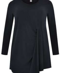 Yoek Tunic pleated drape waist | Blauw | Maat 54/56