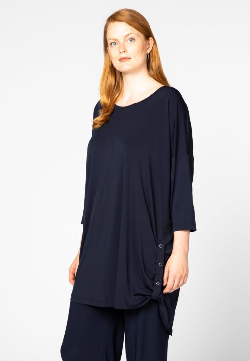 Yoek Tunic side puckering | Blauw | Maat 54/56