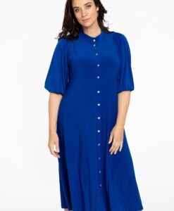 Yoek Jurk met smock detail | Indigo | Maat 46/48