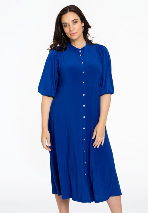Yoek Jurk met smock detail | Indigo | Maat 46/48