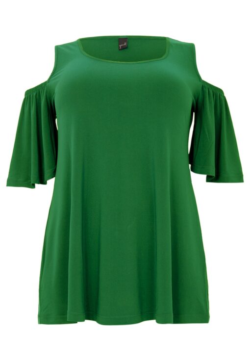 Yoek Tuniek flare met uitsnedes | Groen | Maat 54/56