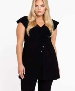 Yoek Tuniek met kapmouwen | Zwart | Maat 50/52