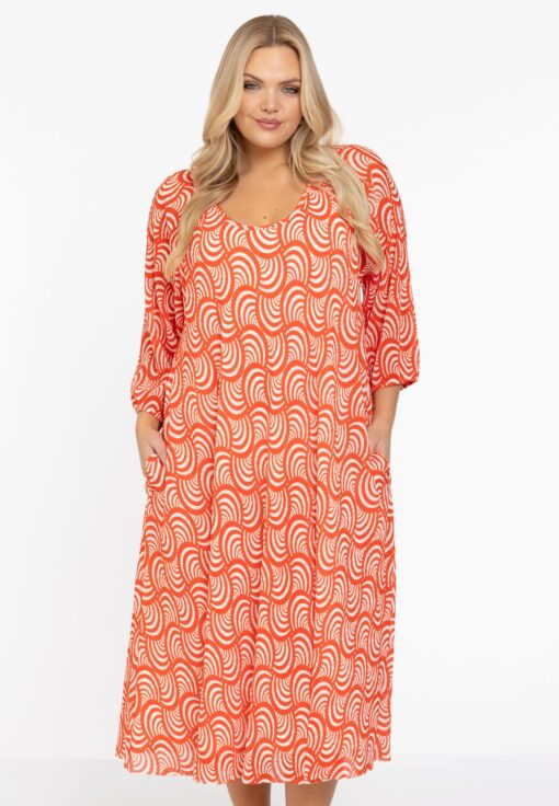 Yoek Jurk plisse | Rood | Maat 54/56