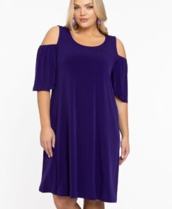 Yoek Jurk met cut out | Paars | Maat 58/60