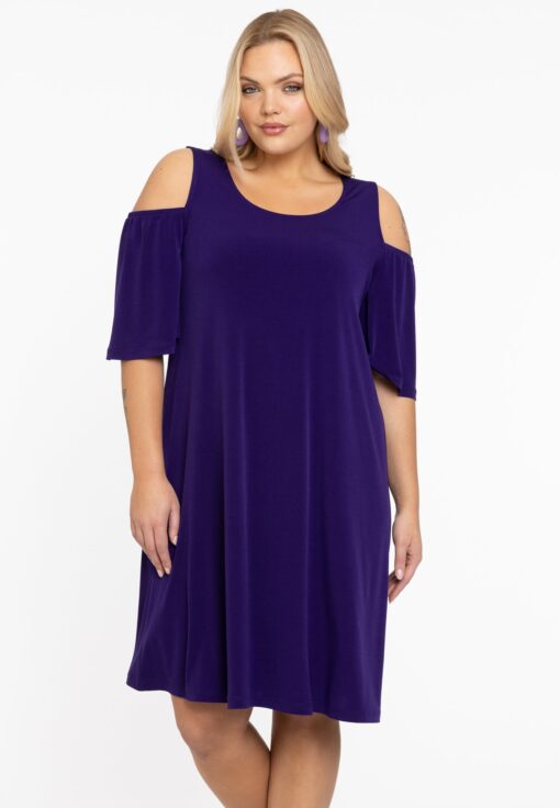 Yoek Jurk met cut out | Paars | Maat 58/60