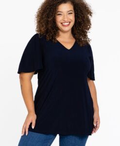 Yoek Tuniek flare met geplooide mouwen | Blauw | Maat 54/56