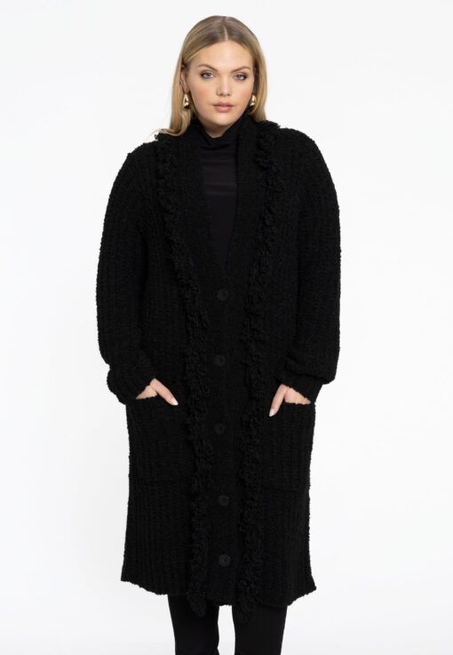 Yoek Vest teddy fringing | Zwart | Maat 58/60