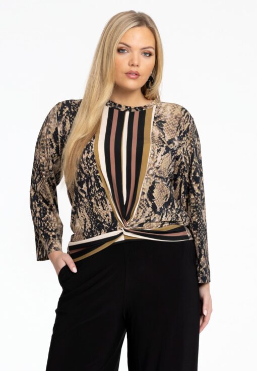 Yoek Shirt met knoop | Bruin | Maat 54/56