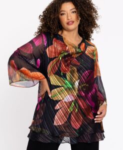 Yoek Tuniek waterfall Floria lurex | Zwart | Maat 58/60