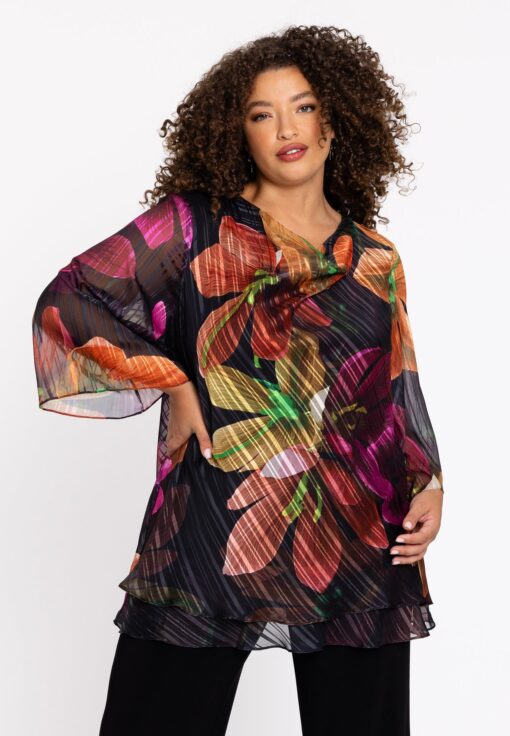 Yoek Tuniek waterfall Floria lurex | Zwart | Maat 58/60