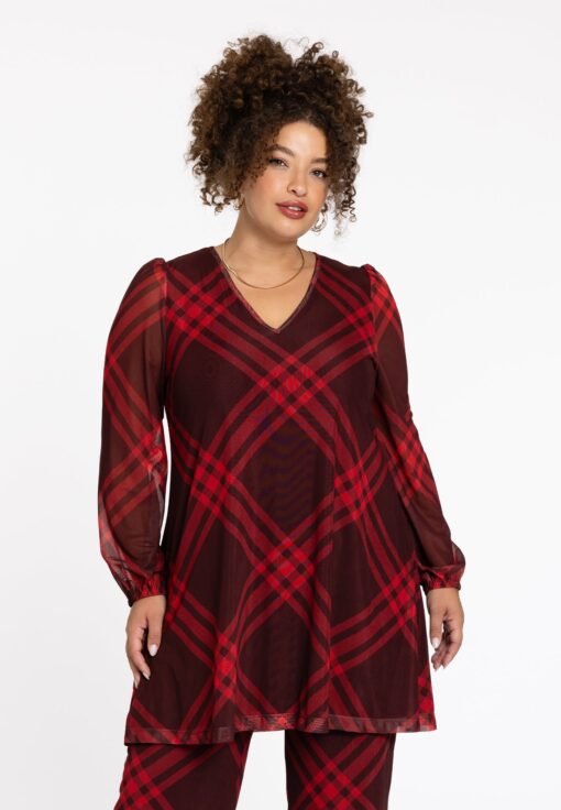 Yoek Tuniek wide bottom CHECK | Rood | Maat 58/60
