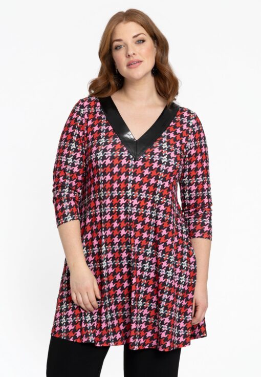 Yoek Tuniek wide bottom PIED DE POULE | Rood | Maat 58/60