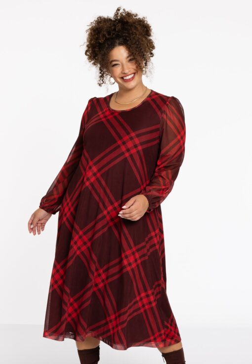 Yoek Jurk CHECK | Rood | Maat 54/56