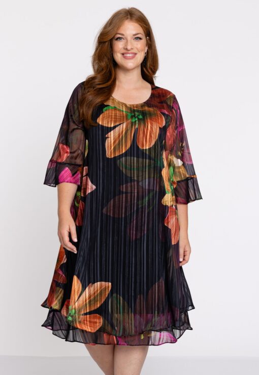 Yoek Jurk Floria lurex | Zwart | Maat 54/56
