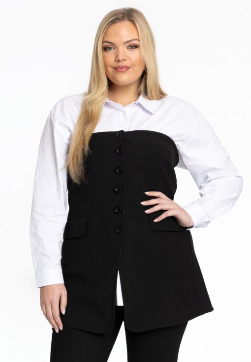 Yoek Top met knopen | Zwart | Maat 54/56