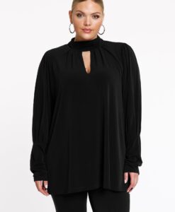 Yoek Tuniek flare met plooien | Zwart | Maat 54/56