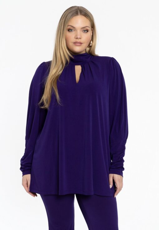 Yoek Tuniek flare met plooien | Paars | Maat 54/56