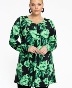 Yoek Tuniek met plooien FLORENCE | Zwart | Maat 54/56
