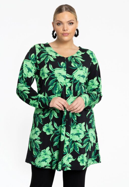 Yoek Tuniek met plooien FLORENCE | Zwart | Maat 54/56