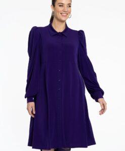 Yoek Jurk met pofmouw | Paars | Maat 58/60