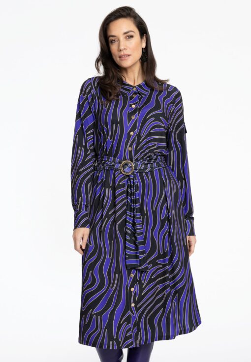 Yoek Jurk met riem LINA | Zwart | Maat 54/56