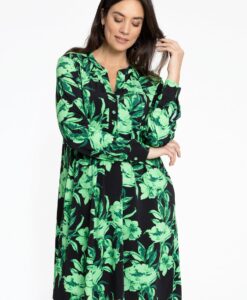 Yoek Jurk met grandad hals FLORENCE | Zwart | Maat 58/60