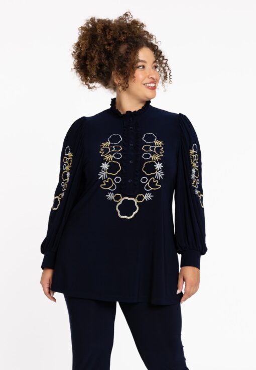 Yoek Tuniek geborduurd | Blauw | Maat 54/56