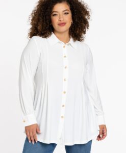 Yoek Blouse plooien | Beige | Maat 58/60