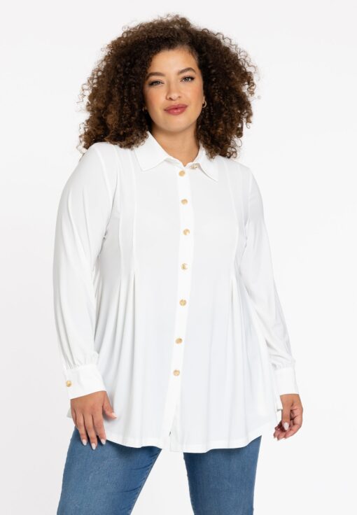 Yoek Blouse plooien | Beige | Maat 58/60