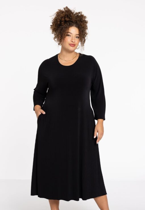 Yoek Jurk PLISSE | Zwart | Maat 42/44