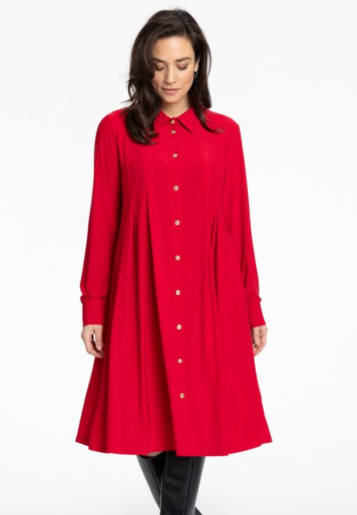 Yoek Jurk plooien | Rood | Maat 54/56
