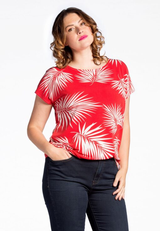 Yoek Shirt wijd PALMA | Rood | Maat XL