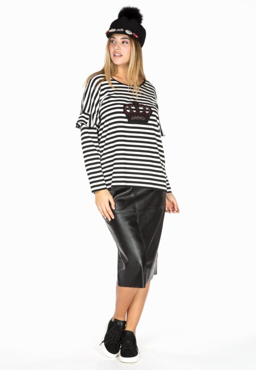 Yoek Imitatieleren rok | Zwart | Maat L