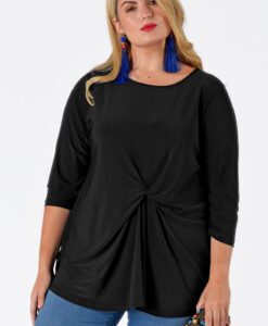 Yoek Shirt met knoop | Zwart | Maat XXL