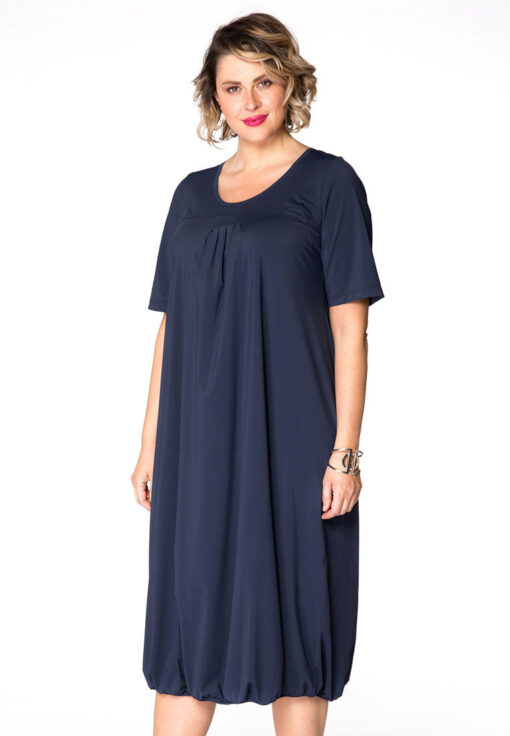Yoek Jurk met plooien COCO | Blauw | Maat Plus